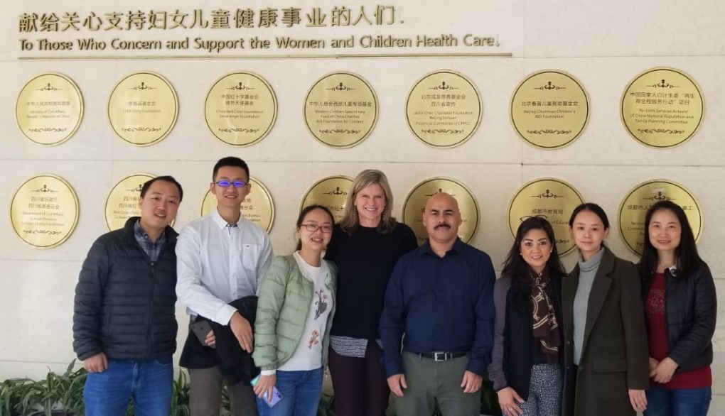 George Sutherland (middle right) and Dr. Denise Suttner with colleagues at Chengdu Women's and Children's Central Hospital in Chengdu, China