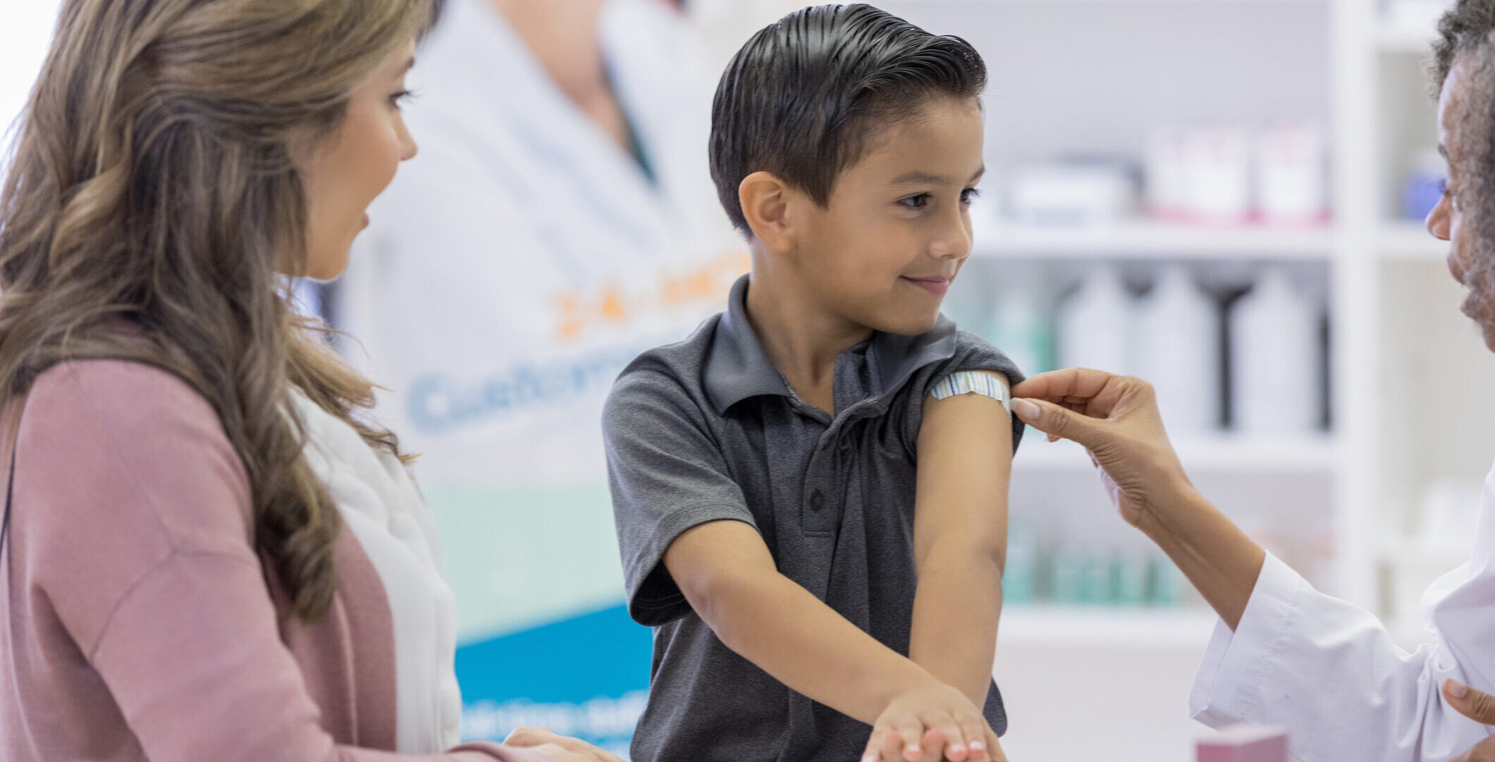Photo of boy getting vaccinated.