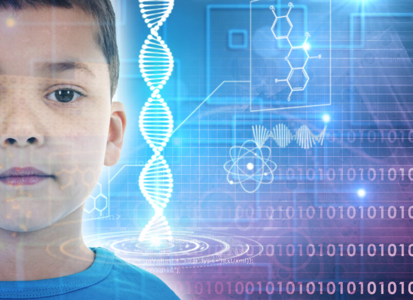 kid next to genomic graphic