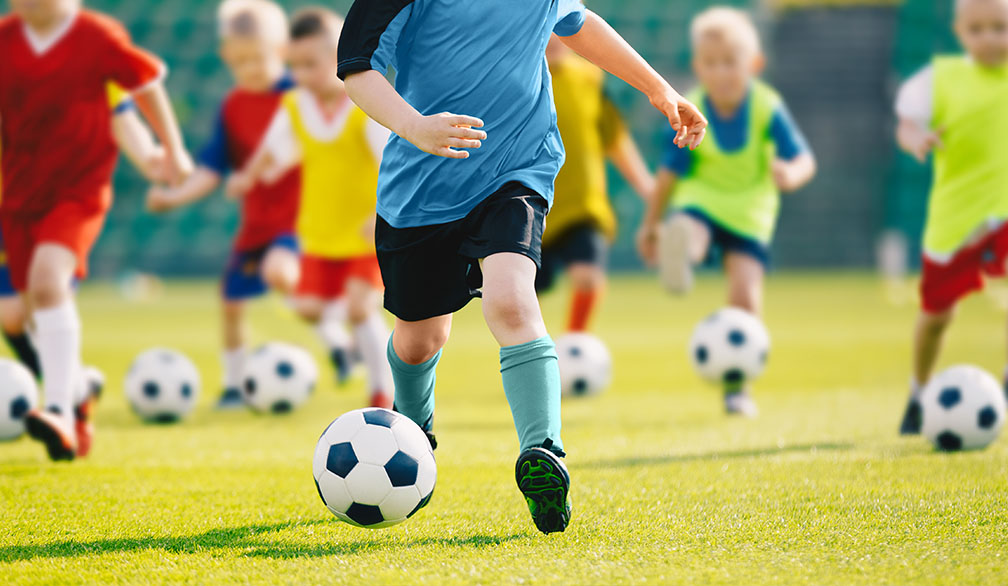 Kids a soccer practice