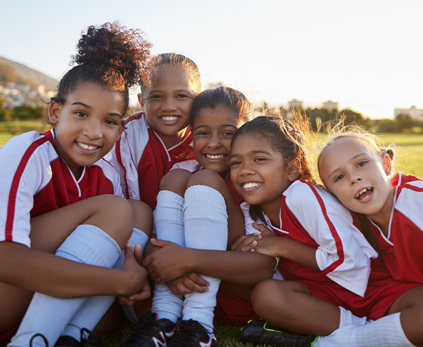 Smiling kids on youth sports team