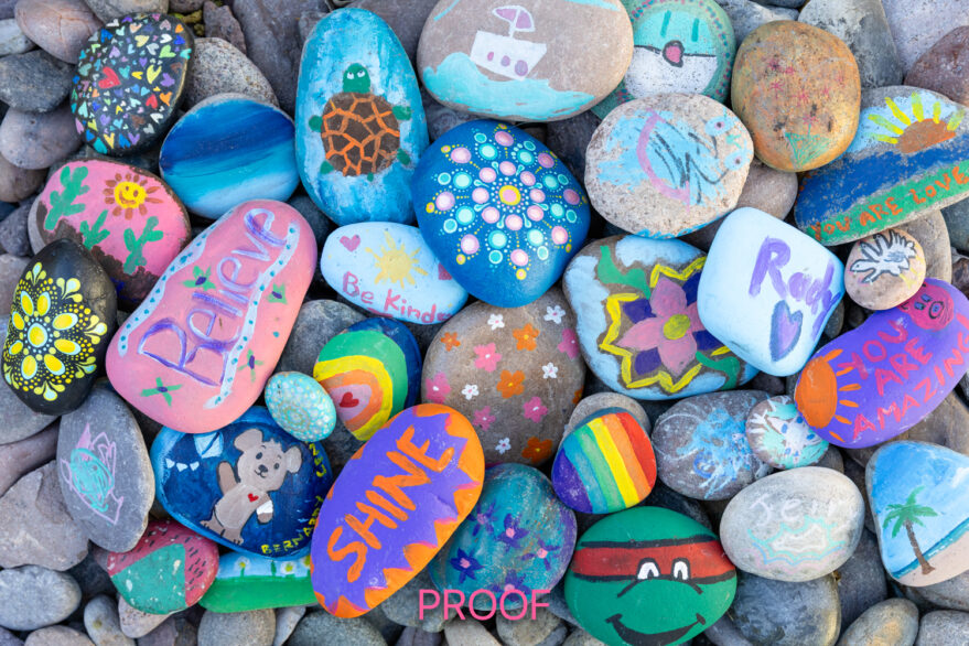 Stones in front of Helen Bernardy Center