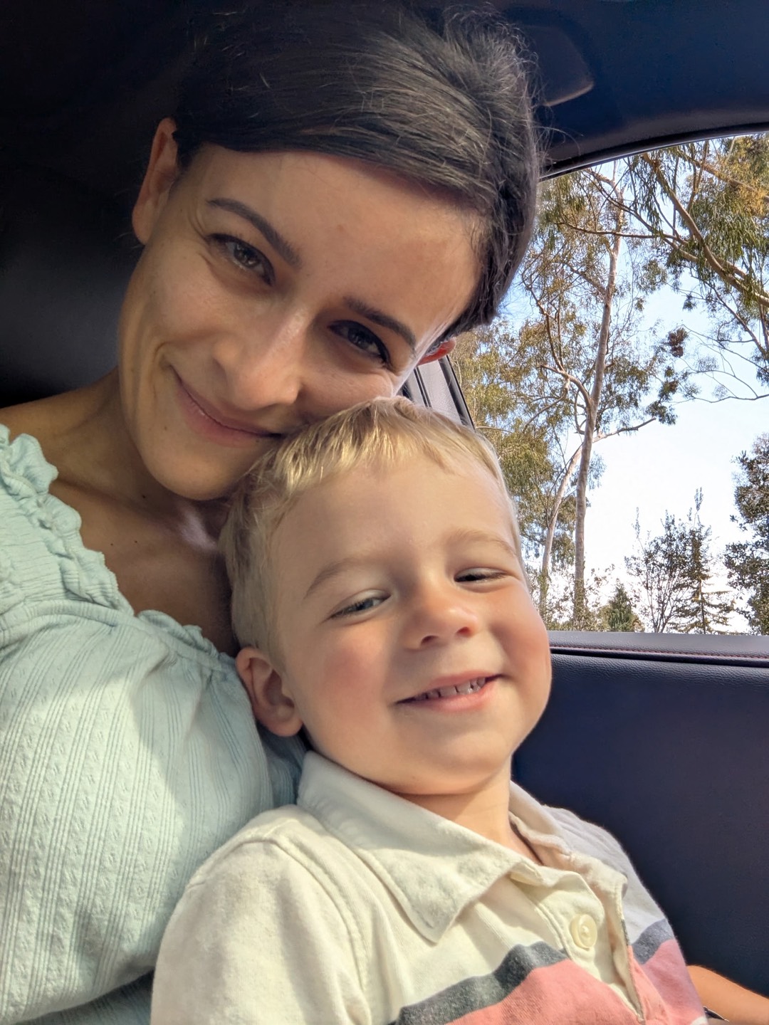 Mom and son, River