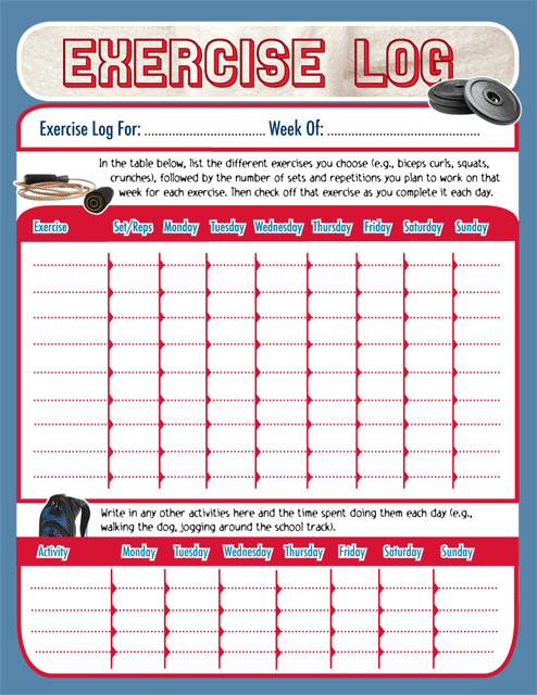 exercise log form printable babysitting forms
